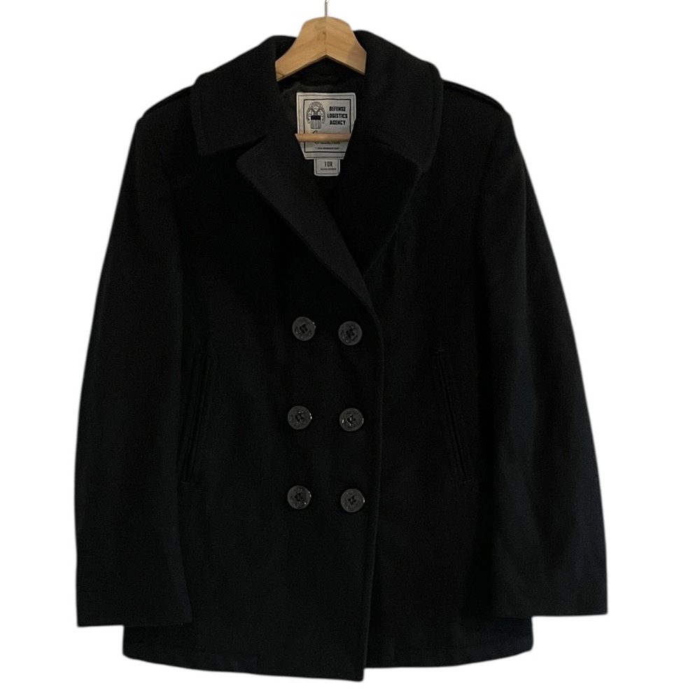 US Navy‎ Wool Peacoat Women’s Size 10 R Black Military Coat Anchor Buttons